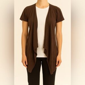 Michael Kors Brown Open Front, Short Sleeve Cardigan